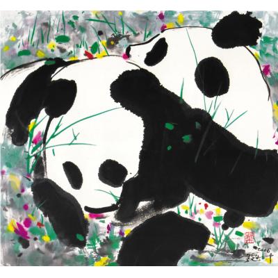 大芬村油画 Wu Guanzhong 吳冠中 China, 1919-2010 Pandas 熊猫, 2006