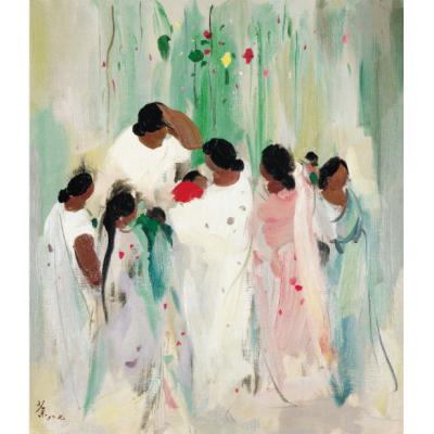 吳冠中 China, 1919-2010 Indian Women 印度婦女
