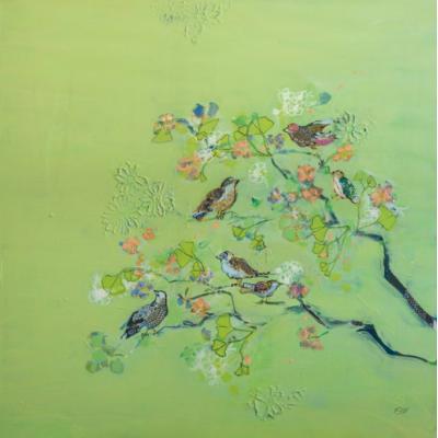 《鸟群派对》 抽象装饰画  大芬村油画022