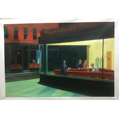 爱德华·霍珀的夜鹰 高品质油画临摹   大芬村