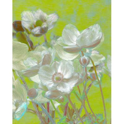 大芬油画村手绘肌理油画 白色银莲花 客厅装饰画