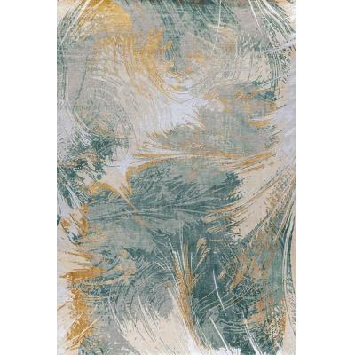 绿金漩涡肌理手绘油画 轻奢抽象客厅落地装饰挂画
