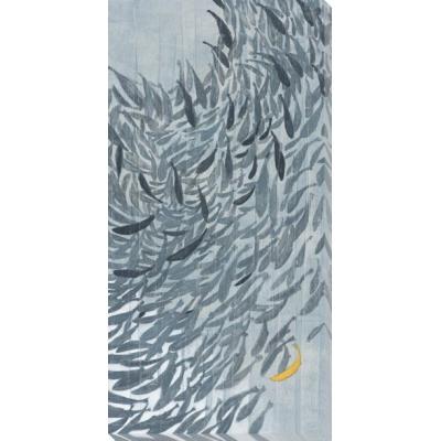 大芬工作室手绘肌理画 鳞影逐月 新中式抽象鱼月亮 入户玄关高级感小众艺术挂画